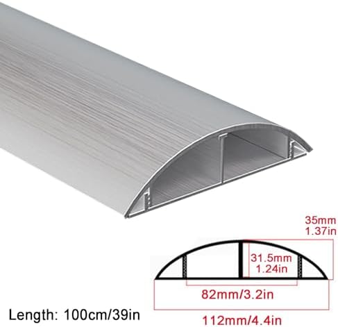 Metal Cable Cover - Self-Adhesive 39" Cord Hider Channel, Decorative Cable Protector for Living Room & Office, 4.4"x1.37" - Durable Floor Cord Management Solution
