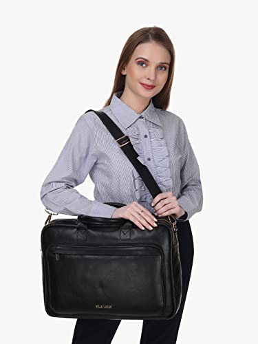 Pelle Luxur Men Designer Leather Shoulder Messenger Laptop Bag - Briefcase Office (Black,Pack Of 1) #TOP6