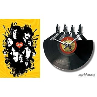 DISCOCLOCK Disc’o ‘Clock Horloge Mural en Vinyle LP 33 Tours Silencieux The Beatles – Idée Cadeau pour Fan des Beatles - Les Beatles, Paul McCartney, John Lennon, RIngo Starr, George Harrison DISCOCLOCK Disc'o 'Clock Horloge Mural en Vinyle LP 33 Tours Silencieux The Beatles – Idée Cadeau pour Fan des Beatles – Image 2