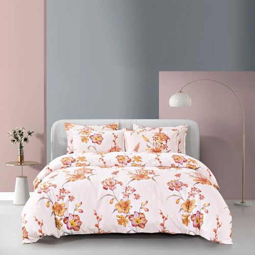 EPITEX Silkysoft Printed 980TC Cotton-Blend Bedsheet Set Soft Lightweight Hypoallergenic Full Elastic 14 Deep Pocket Fitted Sheet Includes Pillow & Bolster Cases Single to King Sizes