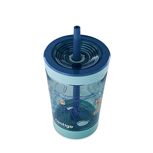 Contigo Spill-Proof Kids Tumbler with Straw 14 Oz, Agave with Zoo Animals - Thumbnail 3