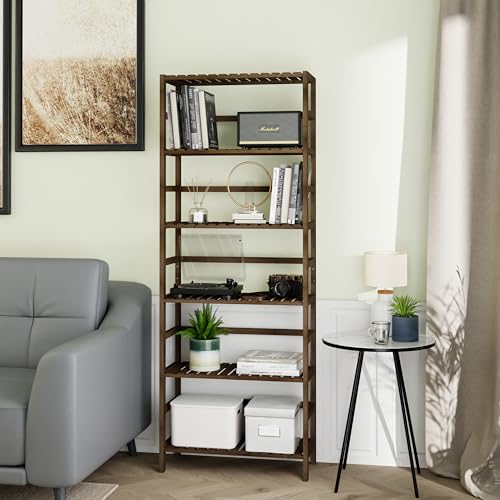 HITNET-Libreria-a-6-piani-ripiani-in-bambu-con-ripiani-regolabili-per-soggiorno-bagno-cucina-corridoio-noce