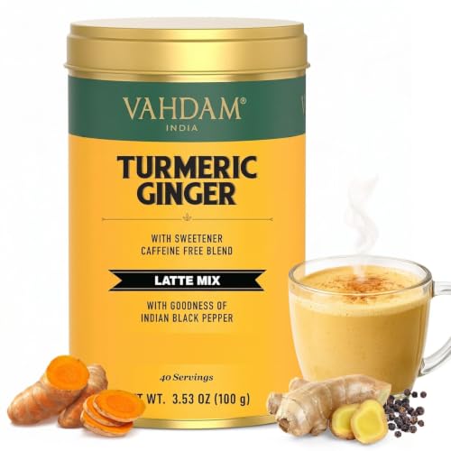 VAHDAM Mix Latte Cúrcuma Jengibre | 100g, 40 Tazas Sin Cafeína