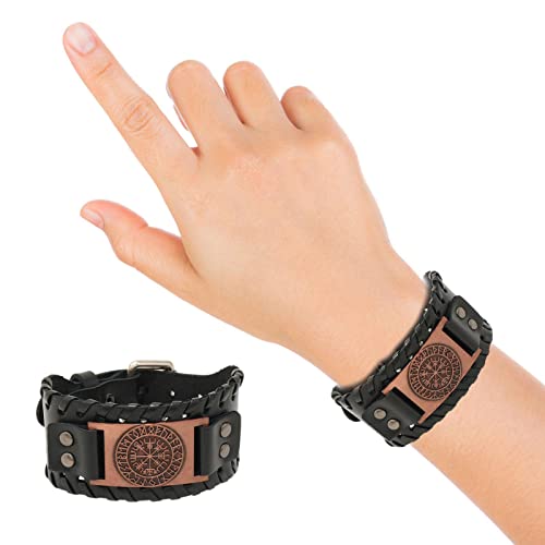 Layiset Runen-Kompass-Armband | Nordisches Kompass-Armband Handgemachtes Lederarmband - Antikes mittelalterliches Schmuckgeschenk für Männer Cover