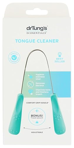 Dr. Tung's Limpiador de lengua de acero inoxidable (el color puede variar) (paquete de 2) por Dr. Tung's Beauty