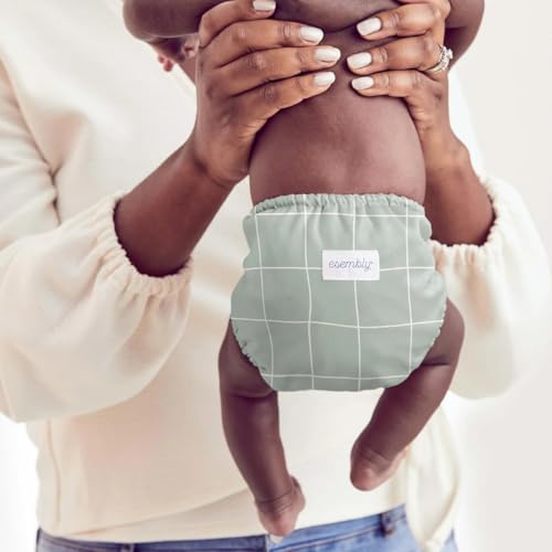 Esembly Cloth Diaper Cover - Reusable Swim Diaper, Waterproof, Breathable - Adjustable Outer Layer Over Absorbent Inner for Blowout Protection - Lattice, Size 2 (18-35lbs) by Esembly - Image 2