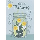 Designer Greetings You're a Treasure: Three Yellow Flowers in Mason Jar Easter Card for Friend