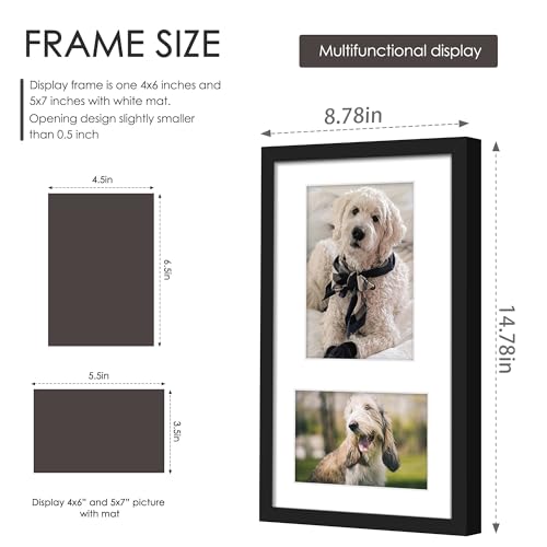 Image of DUENPY 8x14 Picture Frame Collage Display 4x6 and 5x7 Photos for Available Horizontal Wall Mounting Display and Vertical Black