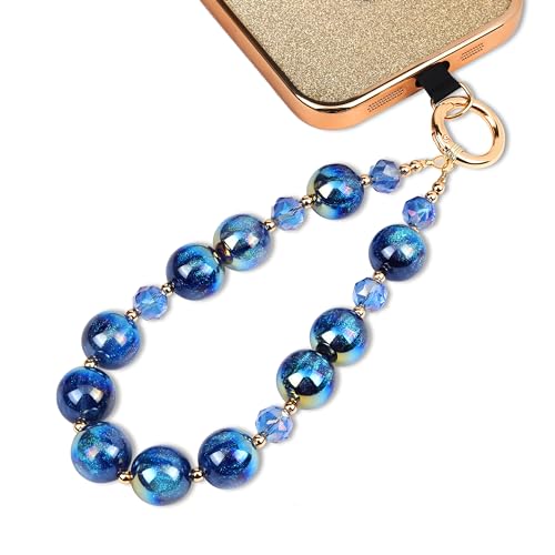 Little Fire Craft Phone Lanyard Wrist Chain for Cellphone Wrist Strap Phone Bracelet Strap Pearl Beaded Smartphone Wristlet (Ocean)
