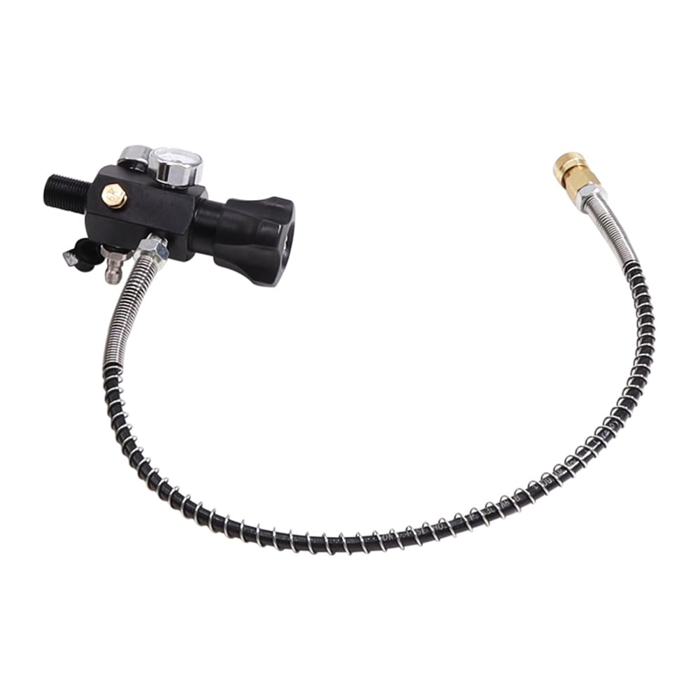 Válvula de carga de tanque de aire PCP, estación de llenado de doble calibre 5/8-18UNF 4500 Psi con manguera de alta presión de 20 mm, fácil instalación