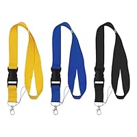 Svalor Schlüsselband, 3 Stück Lang mit Schnalle, Bunt Nylon Umhängeband mit Karabinerverschluss, für Ausweis, Schlüssel, Arbeitskarte (Schwarz, Gelb, Blau)