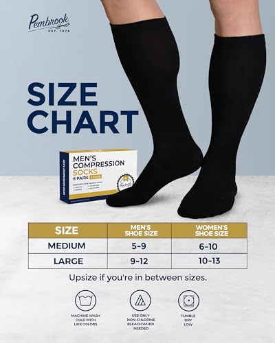 Image of Pembrook Light Compression Socks for Men 8-15 mmHg | Graduated Compression Socks for Men Circulation | Athletic Medical Compression for Muscle Support