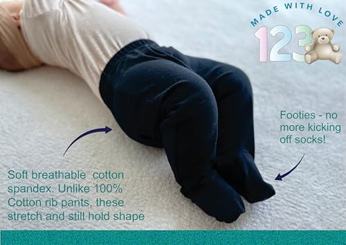 Image of 123 Bear Baby Soft Cotton Spandex Pants with Feet