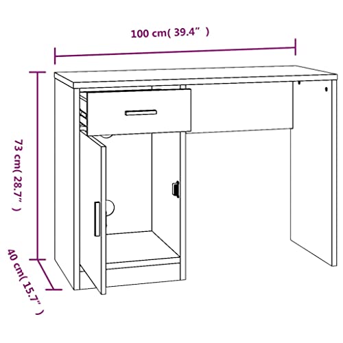 Bureau compact gris béton avec rangements pour libérer de l'espace de travail - 3
