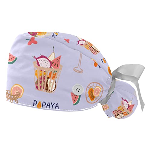 Casquettes de travail ajustables contre la sueur au front chapeaux de travail JDEZ motif fruits