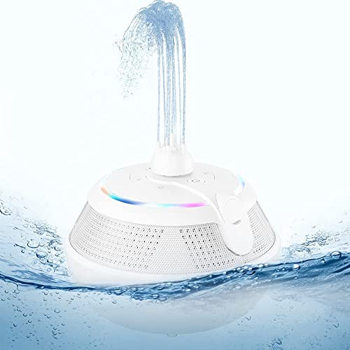 Fountain Waterproof Bluetooth Speaker, Wireless Shower Floating Party Outdoor Pool Speakers with Lights Deep Bass for Hot Tub Water - White