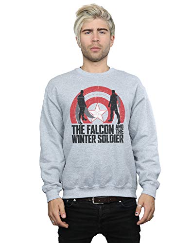 Marvel Men's The Falcon And The Winter Soldier Shield Silhouettes Sweatshirt Sport Grey XX-Large