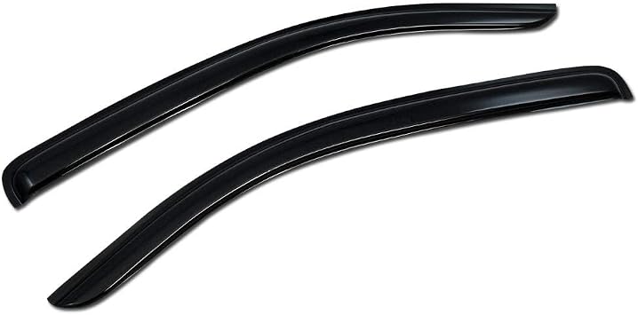 Sun Rain Guard Vent Shade Window Visors 2PC Wind Deflectors Dark Smoke - Compatible with 2005-2015 Toyota Tacoma Access Cab & Double Cab Front Window Visor Set Tape-On Style