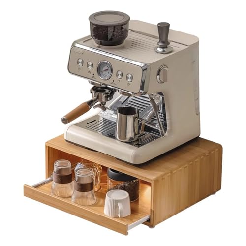 Vassoio estraibile in bambù da cucina, ripiano scorrevole per microonde e macchina da caffè, sotto il cassetto del forno, essenziale per casa e ufficio (finitura in legno)