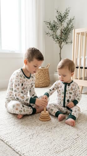 Image of ITSY BITSY BOUTIQUE Viscose Bamboo Baby Pajamas - Boys and Girls Footie Sleeper Convertible 2-Way Zipper Sleeper