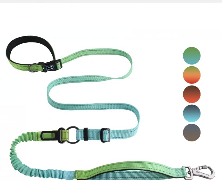 Roses&Poetry Correa de perro manos libres para perros medianos y grandes, resistente, sin tirones, correa de cintura para correr para caminar y