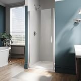 ELEGANT 34 in. W x 72 in. H Pivot Swing Shower Door, 1/4 in.Clear Glass, Semi-Frameless Shower Enclosure in Chrome Finish