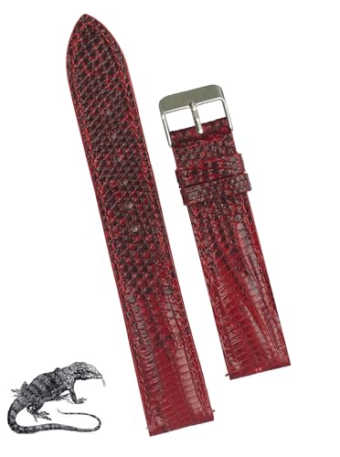 vinacreations 18mm Red Leather Watch Bands Men Quick Release Exotic Leather Watch Strap Vintage Soft Replacement Wristwatch Strap Handmade Stainless Steel Gift for Him Her DH-97-18MM