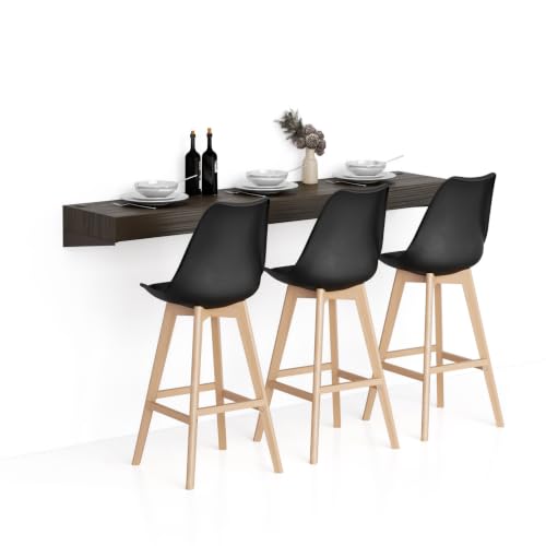 MOBILI FIVER, Barra de Bar Evolution 180x40, Nogal Americano con Cargador inalámbrico, Mesa Flotante para Bares y Restaurantes, Cocina, Made In Italy