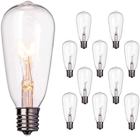Abeja 10-Pack Edison Light Bulbs, ST40 Clear Edison Light Bulbs, 7 Watt/ E17 Screw Base ST40 Vintage Replacement Light Bulbs for Outdoor Patio ST40 String Lights, Warm White