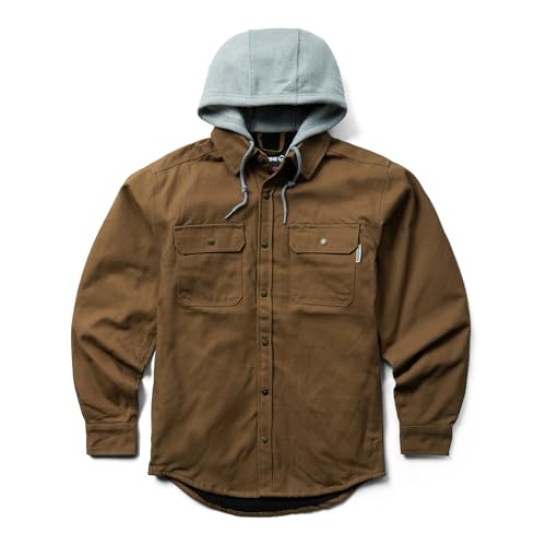 WOLVERINE Men's Overman Fleece Lined Cotton Duck Canvas Hooded Shirt Jacket