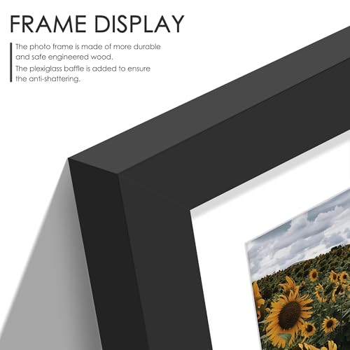 Image of DUENPY 12x16 Picture Frame, 5x7 Collage Picture Frame, Displays Four 5x7 inch Photos, or 12x16 (Without Mat) for Available Horizontal Wall Mounting Display and Vertical, Black.