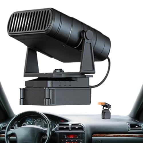 Chauffage de Voiture, Chauffage a Batterie, Petit Radiateur électrique, 2 Réglages de Température & Fonctionnement Silencieux, Dégivreur de Pare-brise pour Hiver
