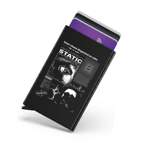 Image of Zip-Tap NFC Digital Contact Sharing Wallet Black Metal Laser Engraved Cyberpunk Design with Software Included RFID Blocking Static