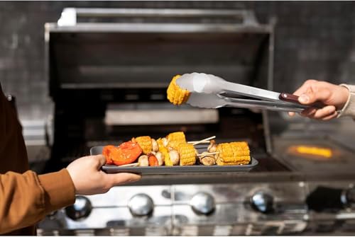 Grillzangen und Spatel Set von 3, Heavy Duty Edelstahl Küchenzangen 12 /16 & Metallspatel 4 x 5,5 mit Holzgriff für Grill Flat Top Griddle, professionelles Grill Zubehör Geschenk