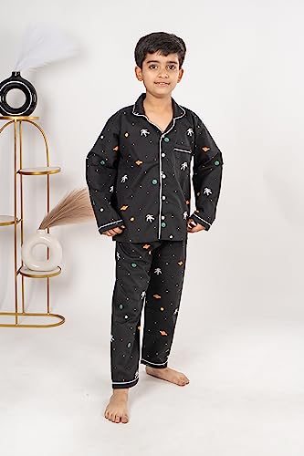 Image of Kids Nightwear|Night Suit |Printed Full Sleeves Shirt-Pyjama | Unisex Printed Cotton Night Suit Set Kids Girls Boys Wear