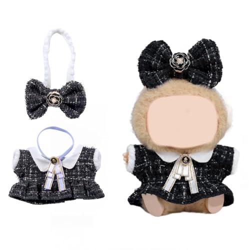 KASTWAVE Clothes for Labubu Doll Clothes Set & Outfit Set for 17cm Dolls Premium Fashion Dresses with Accessories Luxury Chic Doll Clothing & Style Bundle Black (NO Doll)