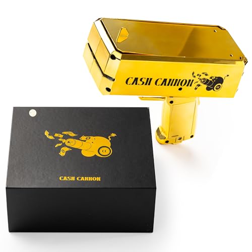 Cash Cannon Money Gun - Automatic Cash Shooter for Real or Toy Dollar Bills - Money Launcher Prop Gun Set for Birthdays, Celebrations, Bachelor Parties, Photo Booth, Movie Set - Complete Accessories