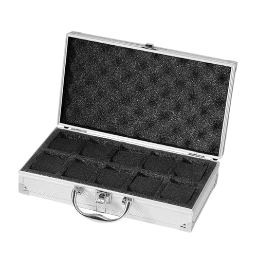 Maleta para Relojes de Aleación de Aluminio, Caja Expositora para Relojes, Estuche de Viaje a Prueba de Golpes, Soporte Portátil Adecuado para El, 10 Rejillas