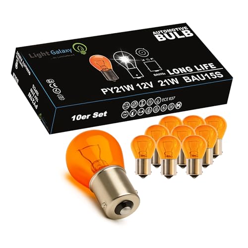 Light Galaxy ... Ihr Lichtlieferant 10x BAU15s PY21W Blinker Orange Signalleuchten Rücklicht Glühlampe 12V 21w Autolampe Kfz Kugellampe PKW Motorrad Roller Anhänger