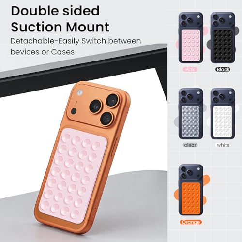 4 Pack Silicone Octo Cup Buddy Sticky Grip Holder for Cellphone, Double Sided Suction Phone Case Mount Phone Accessories Strong Grip Holder for Selfie and Video - (Black & White & Clear & Light Pink) - image 6