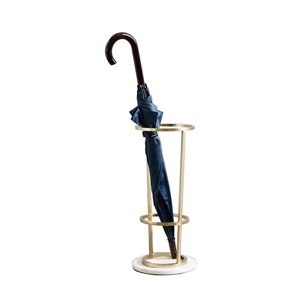 FCXWEVR Modern Indoor Umbrella Stand with Marble Base Round Metal Iron Antirust Holder for Home Office Hotel Entryway Gold Finish