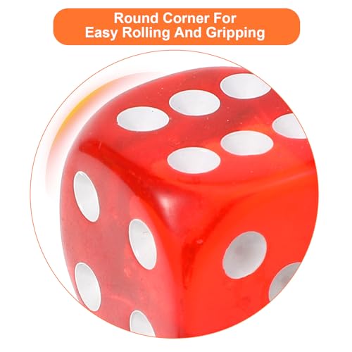 APLZGMG 50 Stück 18 mm Würfel Bunt Set 6-Seitig, D6 Dice mit Runden Ecken, Spielwürfel Große Acryl Würfel Set für Würfelspiele Tischspiele Bar KTV Party Tutoring (10 Farben)