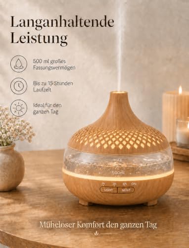 500ML Aroma Diffusor Aromaterapimaskin med 14 LED Luftfuktare Diffusor Fjärrkontroll 4 Timer 2 Spraymönster – Bild 5