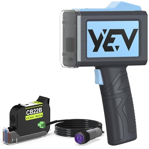 Image of YEV Handheld Inkiet Printer VP127 Upgraded Enhanced 16-Hour Continuous Printing with Photoelectric Sensor for Batch Numbers, Logos, Serial Numbers, Barcodes, and QR Codes on Various Materials (Blue)