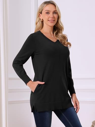 Seta T Women's Fall Winter Sweater V Neck Long Sleeve Oversized Sweater with Pockets Loose Chunky Tunic Pullover Top3