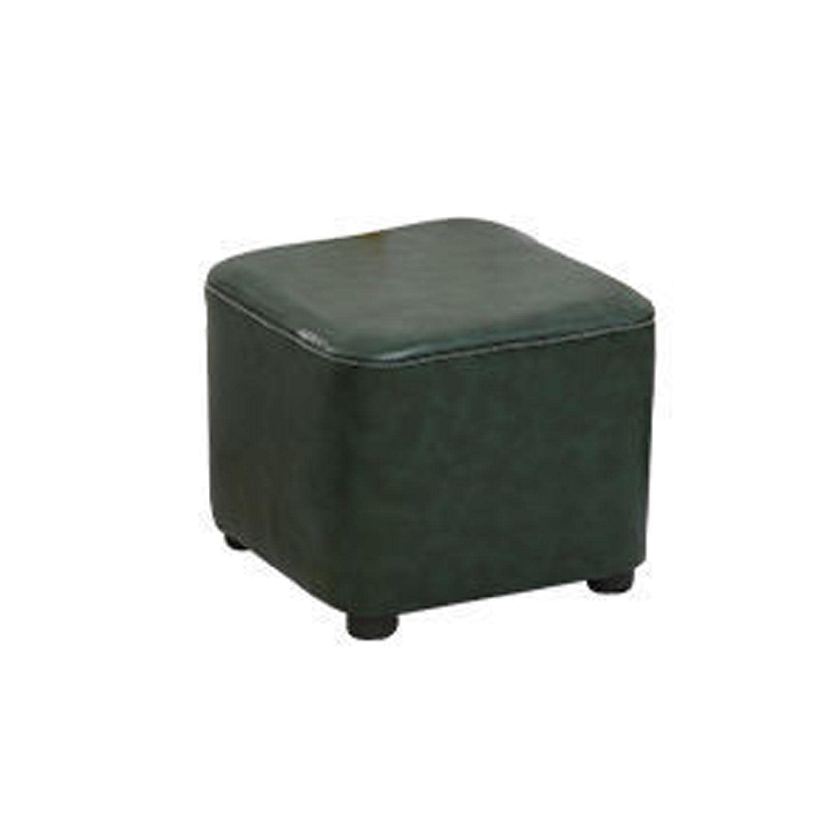 Tabouret repose-pieds en cuir ciré et bois massif d'ébénisterie
