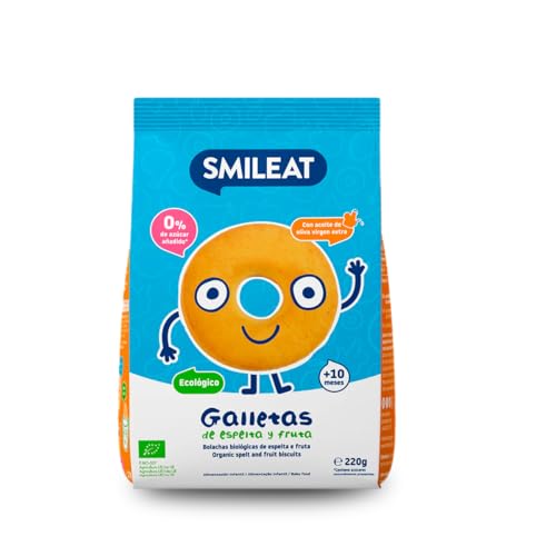 Smileat - Galletas Ecológicas de Espelta y Fruta, Ingredientes Naturales - A Partir de los 6 Meses - 220g