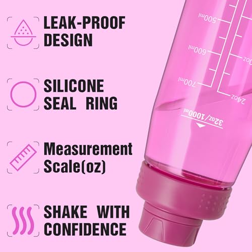 Image of 32oz Clear Water Bottle - BPA-Free Tritan Plastic, Fast Flow Spout Lid, Wide Mouth & Leakproof Design Hiking Water Bottle Suitable for Travel, Outdoors, Gym, Travel, Home, School (Rose)