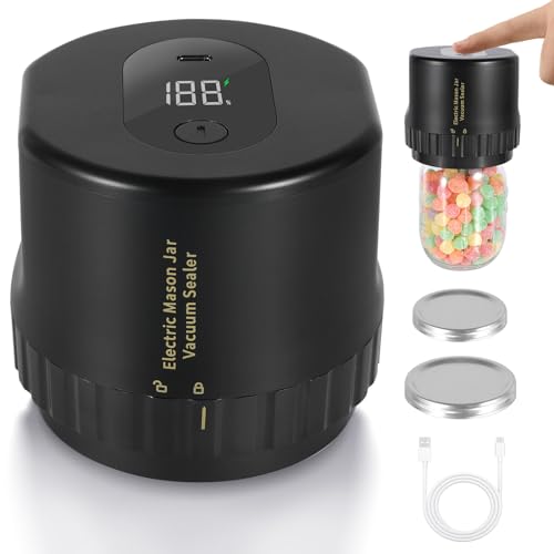 Electric Mason Jar Vacuum Sealer, for Wide-Mouth & Regular-Mouth Mason Jars,Vacuum Sealing Machine for Food Storage?Auto Stop?