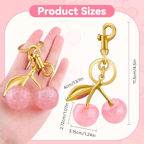 Image of TINKRSTUFF Cherry Bag Charm Cute Key Chains Cherry Purse Charms for Handbags, Strawberry Keychain Best Gifts